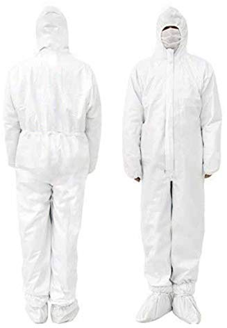 25 pièces – Combinaison de protection chimique à capuche Catégorie III Type 5-B et 6-B résistant et léger (M – 174 cm, blanc)