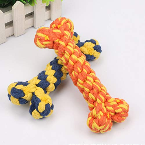 Dog Rope Toy Dog Toy Bone Pet Teeth Cleaning Toy 2 Pieces Toys for Puppies Handmade Gift for Dog(Bone)