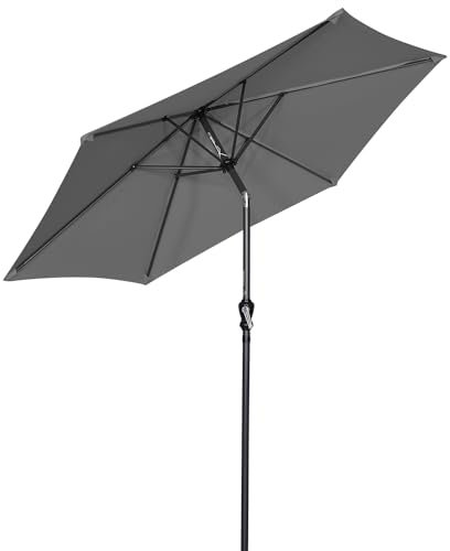 Angel Living 250cm Parasol Manivelle Inclinable Parasol de Jardin, Empêche de La Lumière Solaire Directe et Anti-ultraviolet, Parasol pour Patio et Jardin, Toile Balcon Patio Terrasse (Gris)