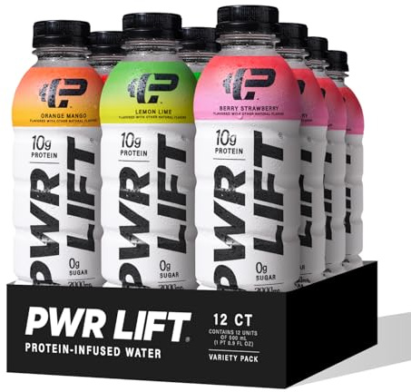 PWR LIFT Whey Protein Water, Variety Pack, 16.9 Oz (Pack of 12) | Sports Drink, Post-Workout Energy, Keto, Electrolytes, Vitamin B, Zero Sugar, 10g Protein
