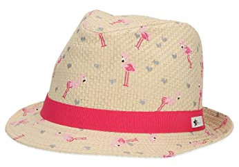 Sterntaler Baby Mädchen Strohhut Baby Kinderstrohhut Flamingo Hut - Sonnenhut, Strandhut, Sommerhut mit rotem Kopfband und Flamingos - beige, 47