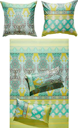 Erwin Müller Bettwäsche Mako-Satin grün-gelb Größe 1x 135x200 cm + 1x 80x80 cm