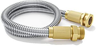 360 GADGET Gartenschlauch – Flexibler kurzer Wasserschlauch mit Metallbeschlägen, 3 m Vorfachschlauch, robuste Schlauchverlängerung für Wohnmobil, Outdoor, kleinen Garten, Hof, 304 Edelstahl