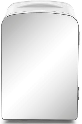 Iceman Verspiegelter 4 Liter Mini-Kühlschrank, Hautpflege, Make-up-Aufbewahrung, Seren und Gesichtsmasken, klein für den Schreibtisch oder auf Reisen, kühlen & heizen, kosmetische Anwendung, Weiß