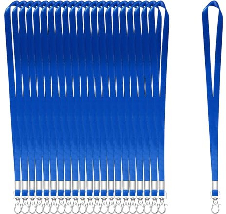 100 Stück Schlüsselbänder für Ausweise, Blau, Schlüsselband mit Clip, Umhängeband mit Abzeichen-Clip, Bulk Lanyards für Hals, Namensschild-Halter