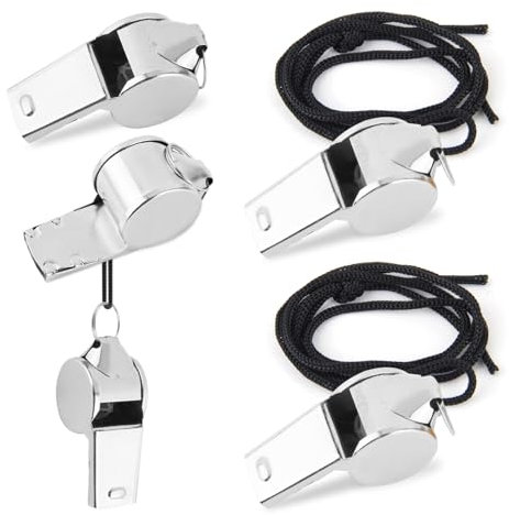 5 Stk Trillerpfeife Sportunterricht Pfeife Schiedsrichterpfeife Edelstahl Pfeifen Sport Signalpfeife mit Schlüsselband Whistle Kinder Sportpfeife Lauter Klangpfeife für Trainer Beamte (Schwarz Band)