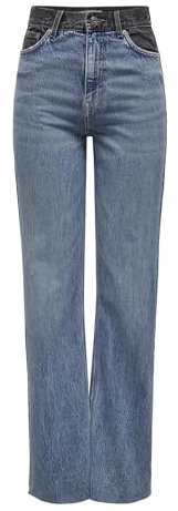 ONLY Damen ONLCAMILLE HW Wide REWORKED DNM AKM Jeans, Medium Blue Denim, 28W x 32L