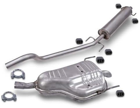 ATEC Germany Set di silenziatori di scarico 1x Silenziatore centrale, 1x Silenziatore posteriore incl. accessori di montaggio Compatibile con OPEL ASTRA H, ASTRA H CLASSIC Hatchback, ASTRA H GTC