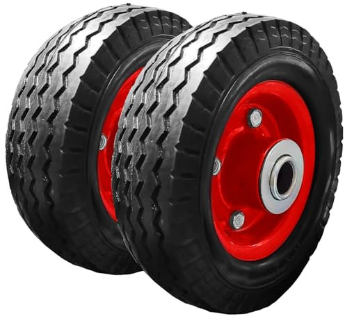 KetoBarrow 2x 6 inch Sack Truck Wheels 152mm Solid Heavy Duty Tyre Puncture Proof Tyre Sack Truck Cart Trolley Wheel with 20mm Bore Roller Bearings 6x2