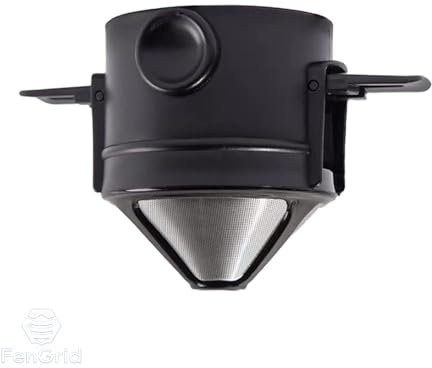 FENGRID Kippbarer Kaffeefilter 1 Tasse tragbarer doppellagiger Edelstahl Kaffeefilter faltbarer Mini Papierloser Mehrweg Kaffeefilter leicht zu reinigen geeignet für Büro Reisen und Camping