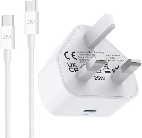 Samsung Phone Fast Charger Plug and Cable USB C 2M for Samsung Galaxy S25 S24/S23 fe/S22/S21+/S20/A55/A54/A17/A16/A15/A14/A13/A35/A34/A33/A52/A53/A05S/A23/A24/A56, USB Type C PD Plug and USBC Lead 2M