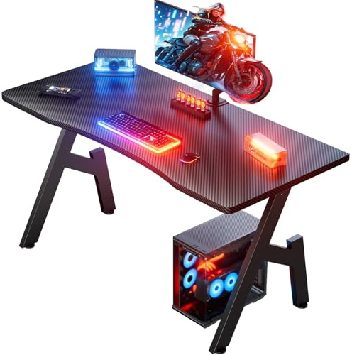 HLONONE - Scrivania da Gaming 80 x 50 cm, Tavolo da Gioco, Tavolo PC Stabile con Superficie in Fibra di Carbonio, Tavolo Ergonomico per Gaming e Ufficio, Nero