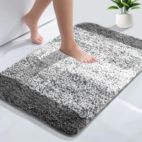 AUAUY Fluffy Bathroom Rug, Badezimmerteppich rutschfest Waschbar Badematte, Badteppich Mikrofaser Saugfähig Badvorleger, Bettvorleger Duschvorleger Fussmatte für Wohnzimmer Schlafzimmer 40 x 60 cm