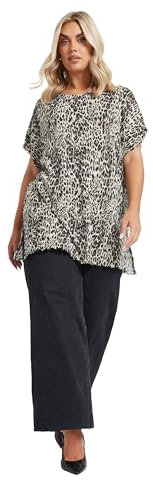 Yours Curve Natural Leopard Print Plisse T-Shirt - Women's - Plus Size Curve Brown
