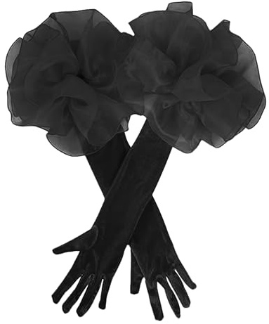 JIAHG Gants Longs de Soirée en Velours Femme Gants d'Opéra Mariage Dame Demoiselle Vintage Manchettes Bal Cocktail Derby Accessoire de Photographie Déguisement