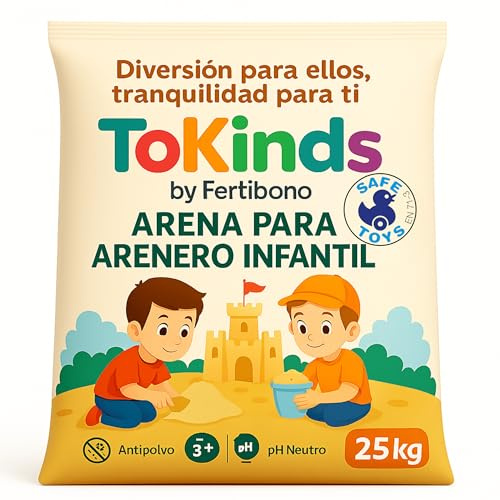 Arena arenero Infantil OSKEY 25 kg – Segura para Uso Infantil (Certificado EN71-3) – Antipolvo, pH Neutro, ni Sustancias Peligrosas | Arena de sílice