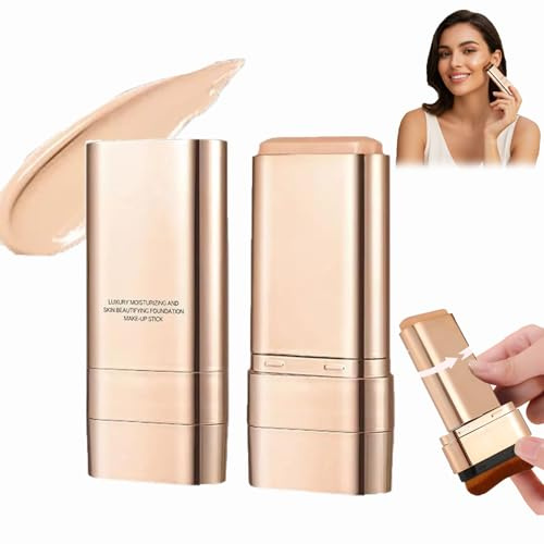 Luminous Dual-Ended Concealer Foundation Stick, Korean 2 in 1 Dual-Ended Concealer Foundation Stick with Brush for All Skin Types (#02 Natural)