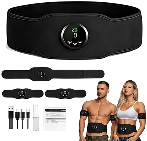 Next Gen Ultra Muscle Fitness AB Belt, EMS Muscle Stimulator –Adjustable Toning Belt Fitness Device with 12 Modes & 19 Intensities, Abdominal Muscle Toner for Men Women Home & Travel