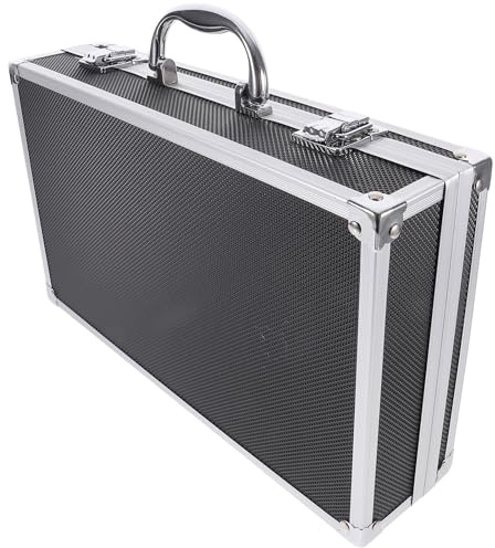 Operitacx Maletín para Micrófono Inalámbrico Estructura Multi Ranura, Caja de Aluminio Negra para Karaoke y Grabación, Protector y Almacenamiento para 2 Micrófonos