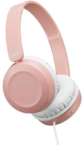 JVC Cascos con Cable, Micrófono y Diadema Acolchada | Diseño Plegable y Giratorio | Auriculares con Cable de Freqüencia 10-26000 Hz | Diseño Ligero | Mini-Jack de 3,5 mm | Rosa - HA-S31M