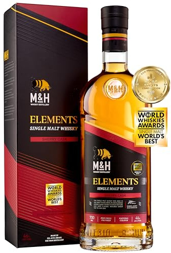 M&H Distillery | Milk & Honey Elements Range Sherry Cask | Premium Israeli Single Malt Whisky | 2023 Worlds Best Single Malt 46% vol, 70cl Gift Box