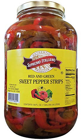 Supremo Italiano Red & Green Sweet Pepper Strips, 128fl.oz (1 Gallon)