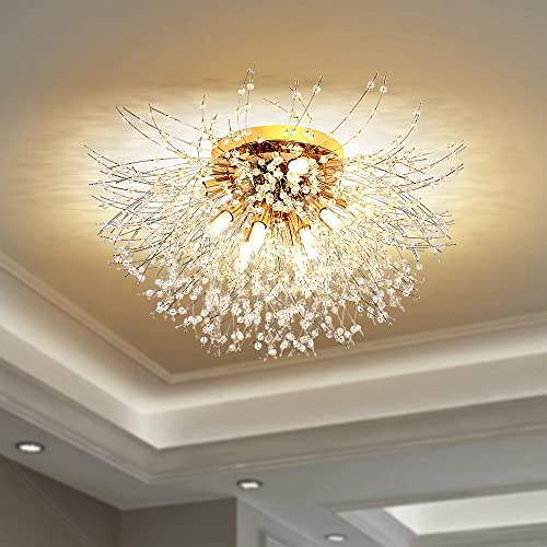 luci da lampadario plafoniera fuochi d’artificio, candeliere moderno in vetro cristallo, 8 luci (lampadine G9 LED incluse), 56 strisce di vetro 3 diversi colori temperature (3000K,4000K,6000K)