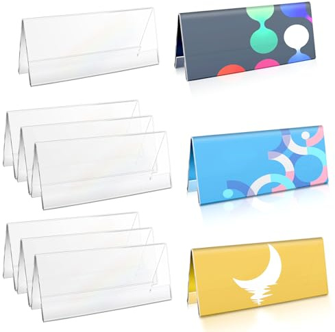 Vmiapxo Lot de 10 plaques nominatives en acrylique de 7,6 x 21,6 cm pour tentes, numéros de table, étiquettes de prix alimentaires, plaques nominatives de bureau pour salle de classe, bureau, réunion