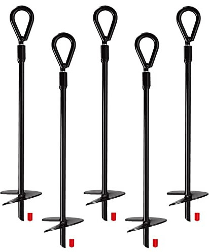 JMIATRY 5 Pack Earth Ground Anchor, 15 Inch Heavy Duty Ground Anchors Shelters, Ground Anchor Kit for Tents, Canopies, Sheds, Trampoline and Swing Sets