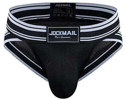 JOCKMAIL Mens Sexy Underwear Briefs Mesh Athletic Briefs Comfortable Men Sport Underwear for Gym & Daily Life Black