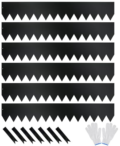 JonesHouseDeco Paquete de 6 Bordes de Césped Galvanizados de 1m de Largo x 16.5cm de Alto con Revestimiento de Polvo Negro - Bordes de Decoración Metálicos Martillados de Calibre 16 (6M Total