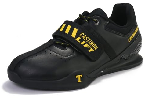 CASTIRON LIFT Weightlifting Shoes, Powerlifting Shoes, Gym Shoes for Crossfit Lifting Shoes, Weightlifting Shoes for Heavy Lifting Deadlifting, Weight Training, Squat Shoe for Men and Women, gold, 6