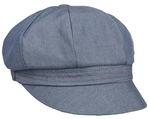 Lipodo Colour Stitches Ballonmütze - Denim-Mütze aus Baumwolle - Baker-Boy-Stil - Damen - Sommerhut mit Ziernähten - Made in Italy - Frühjahr/Sommer Denim One Size