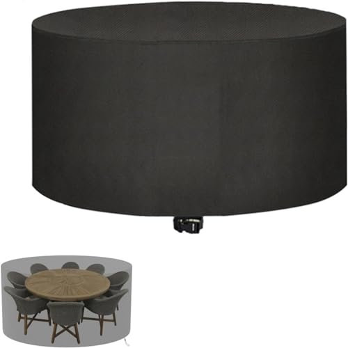 AEKDCL Housse Salon de Jardin, 135x50cm Housses Pour Mobilier De Jardin 420D Tissu Oxford Anti UV Imperméable Coupe Vent protection parfaite pour les meubles de jardin et de balcon Rond noir
