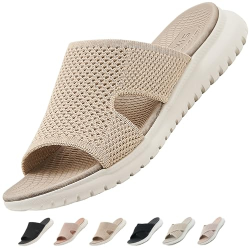 ZDQ Sandalias Mujer Verano Ortopedicas Sandalias con Punta Abierta Beige 39