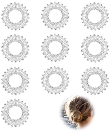Traceless Clear Spiral Hair Ties, 10pcs Invisi Bobble Plastic Hair Coil Bands For Women Girls Hair Accessories