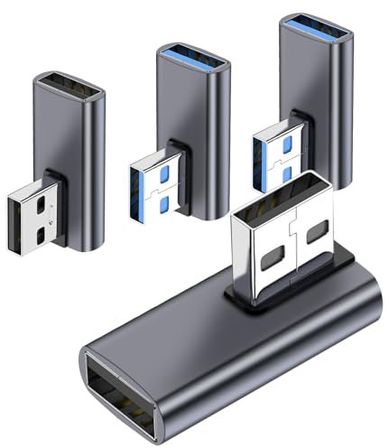LUIRSAY USB Winkelstecker, 4 Stück US-B 90 Grad Adapter, Winkelstecker für Datenübertragung Kompatibel mit PC, Laptop, Powerbank und die meisten USB-Geräte