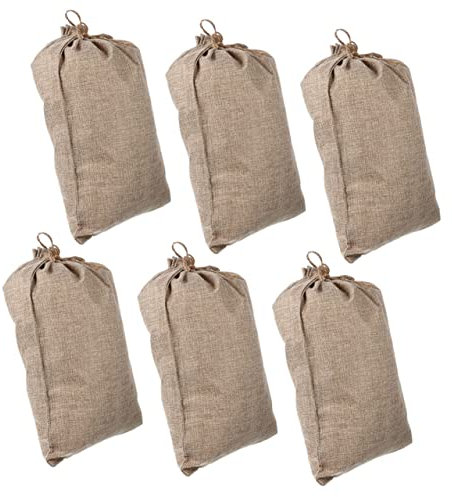 OKUMEYR Reusable Drawstring Vegetable and Fruit Bags 20x30cm Linen Burlap Multi-function Storage Sacks Portable Produce Storage 6pcs for Kitchen and Grocery Use