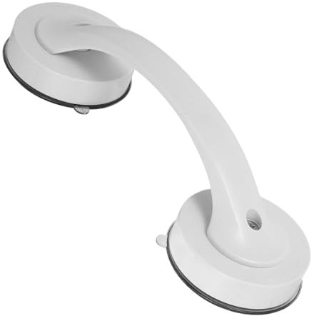 TOBBOMEY Bathroom Grab Bar and Non-Skid Suction Handle for Shower and Bathtub, White Strong Suction Handrail for Elderly and Children, Bathroom Safety Bars for Seniors and Disabled Users