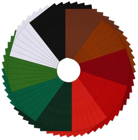 SEPGLITTER Christmas Felt Fabric Sheets, 60 Pcs Christmas Red Green White Felt Fabric 10 Assorted Coloured 30 x 20 cm Sheets Fabrics Patchwork for Sewing Christmas DIY Craft Decoration