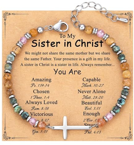 Onperpoe Cross Bracelet Christian Gifts for Women Inspirational Cross Bracelets with Bible Card Sister in Christ Friendship Bracelet Christian Gifts Religious Baptism Easter Christmas Sister Gift