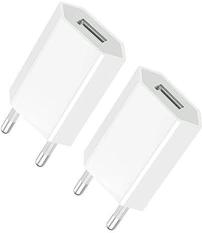 Presa elettrica 2 Pack, 5 V 1 A universale USB Caricabatterie per iPhone 11 8 Plus 7 6 6s SE 5s, Tablet, iWatch, MP3, eBook, Smartphone 5 W Adattatore USB Charguer