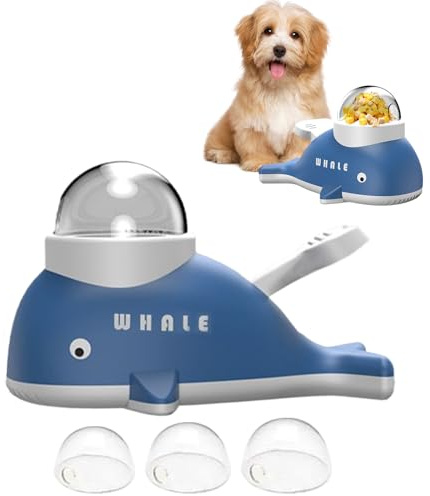 Xijobido Jouets à friandises pour chiens – Baleine à alimentation lente | Jouets interactifs distributeurs de friandises pour chien, chiot, chaton, masticateur agressif, entraînement intérieur