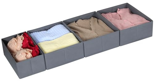 ORLISA Drawer Organiser Clothes Compatible with PAX Wardrobe 100 x 35 cm Sturdy Base, Foldable, & Robust, Set of 4, Grey