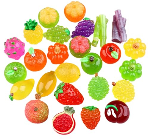 Muzrunq Mini Juguetes de Comida Bolsas ciegas simulación Linda Fruta Luminosa Mini Resina Comida Juguetes misteriosos 100 Piezas favores de Fiesta Regalos creativos para niños niñas