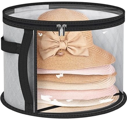 Scatola Per Cappelli | Scatole Per Cappelli Trasparenti Di Grande Capacità Da Uomo | Coperchi Per Custodia Impilabili, Maniglie Per Trasporto, Organizzatore Per Abbigliamento, Display A C