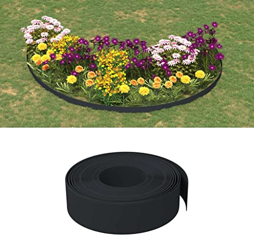 Nqyjm gräskanter 2 stycken svart 10 m 15 cm polyeten för trädgård, terrass, utomhus, bakgård