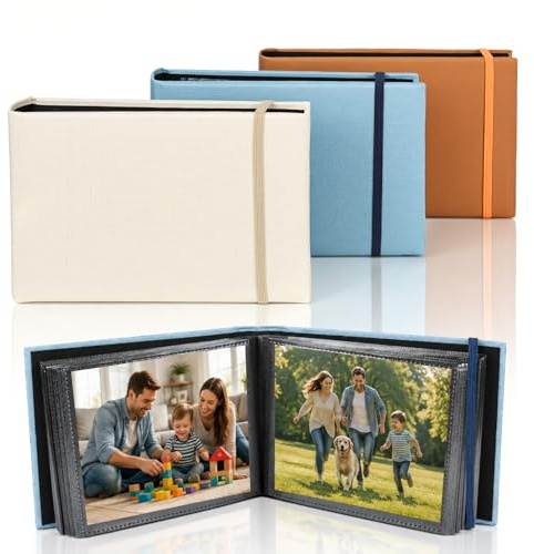 Junrvivy Álbum de fotos de 10 x 15 – Juego de 3 miniálbum de fotos horizontal 300 fotos álbum de fotos pequeño álbum de fotos con bolsillos de aluminio para regalos familias, bodas, vacaciones