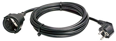 as - Schwabe alargador de Cables 5 m H05VV-F 3G1,5 - Cable de extensión 230 V / 16 A / 3.500 W - Enchufe y Enchufe Hembra con Toma de Tierra - protección contra cuerpos extraños IP20 - Negro, 50512