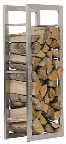 CLP Scaffale Legnaia Keri in Robusto Acciaio Inox per Camino I Portalegna da Interno per Caminetto I Supporto Legnaia Design Soggiorno, Dimensione:25x60x100 cm